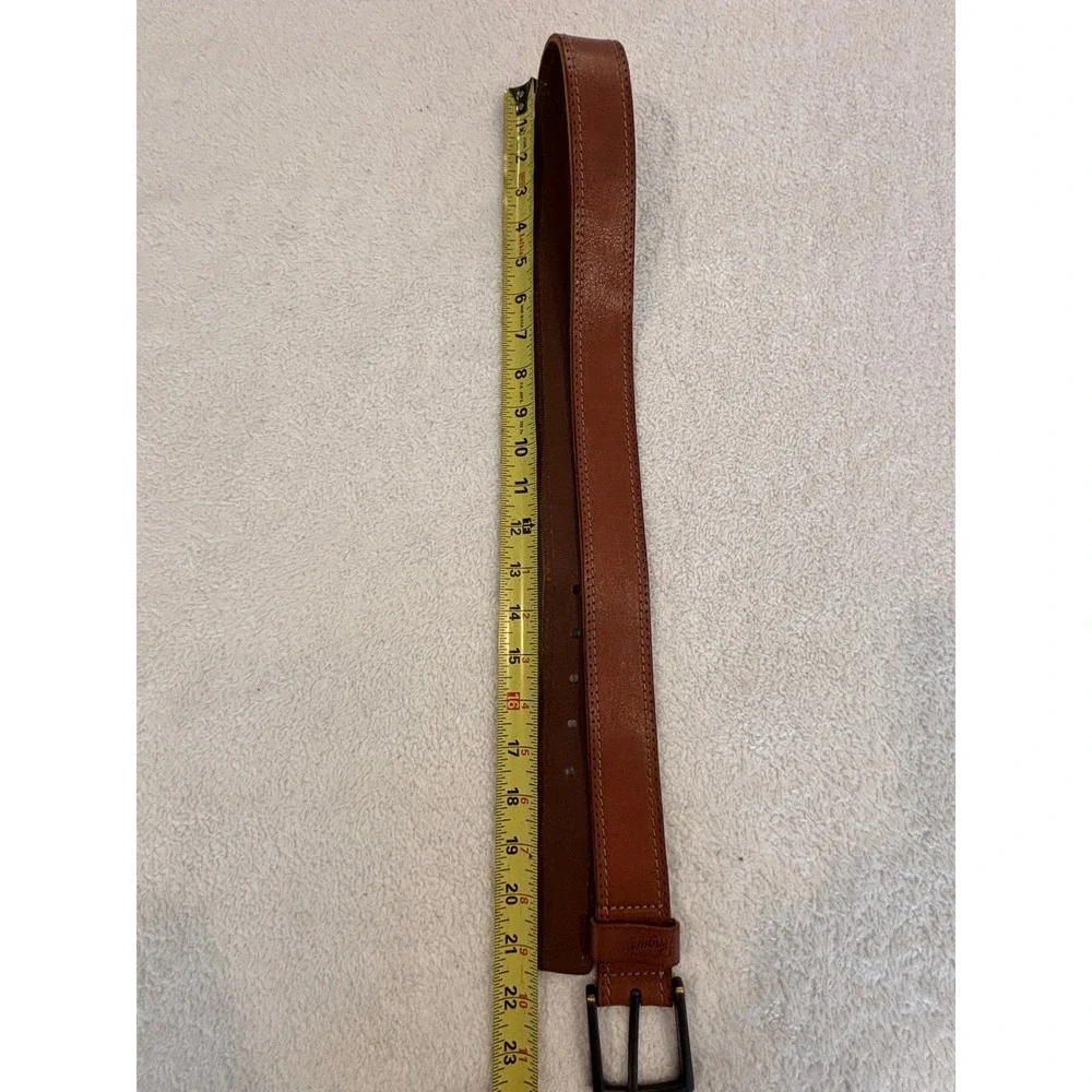 Original Penguin Mens Brown Leather Belt Contrast Stitch Logo Cognac Size 36 38